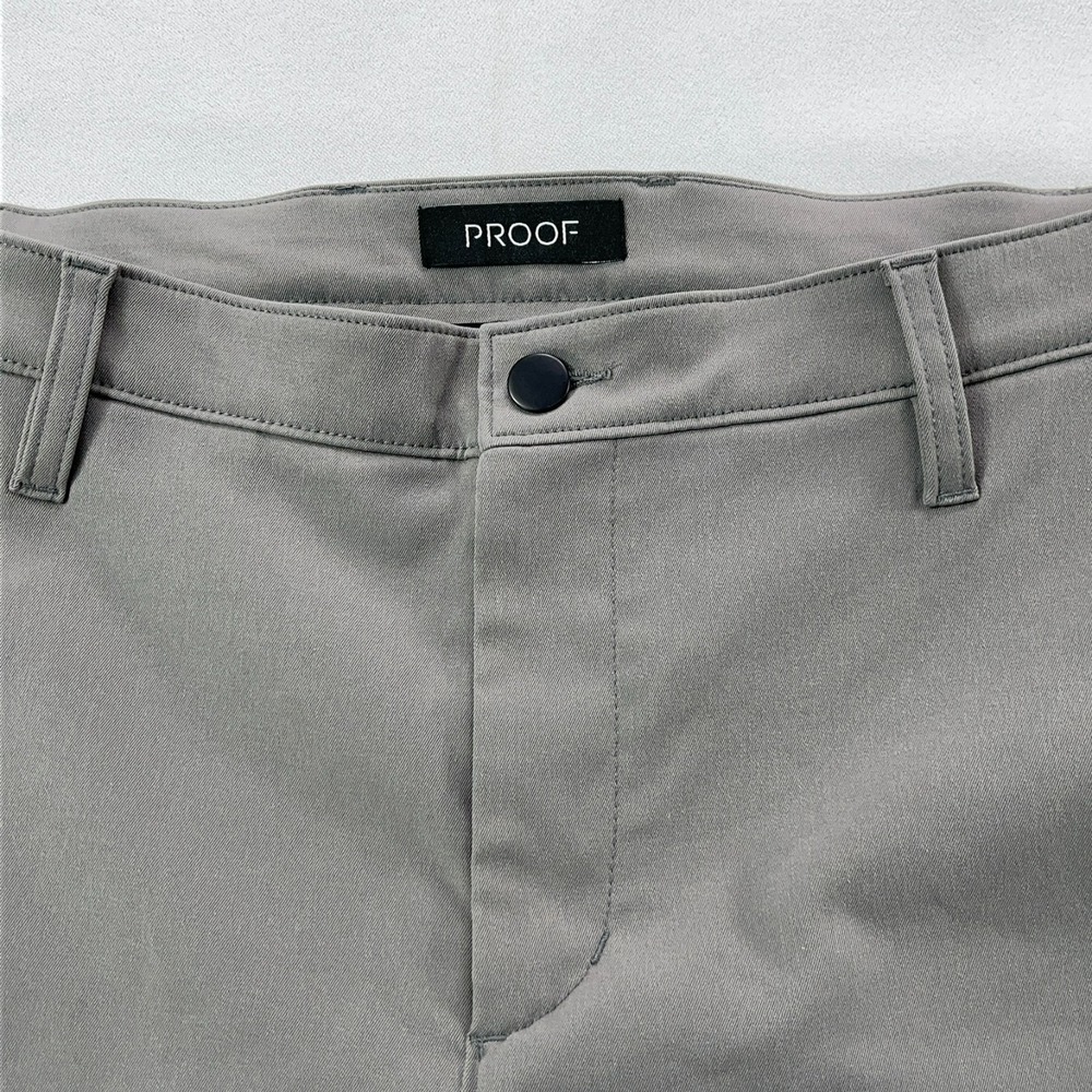 Proof Shorts Men 32 Gray Performance Chino 9 Inch Inseam Inner Zip Pocket - Picture 2 of 14
